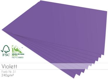 Cardstock "Premium" - Bastelpapier 240g/m² DIN A4 in violett - 5 Bogen