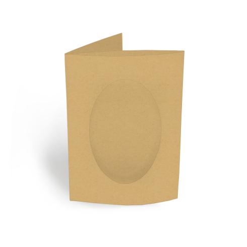 Passepartoutkarte oval 3-Fach DIN A6 in kraft sand