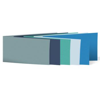 Sortiment "Blautöne" 25x Faltkarten in 5 Farben DIN Lang - farbig sortiert