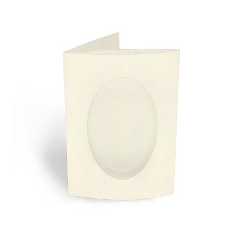 Passepartoutkarte oval 3-Fach DIN A6 in recycling bermgras