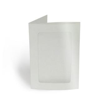 Passepartoutkarte rechteck 3-Fach DIN B6 in metallic-polarweiss