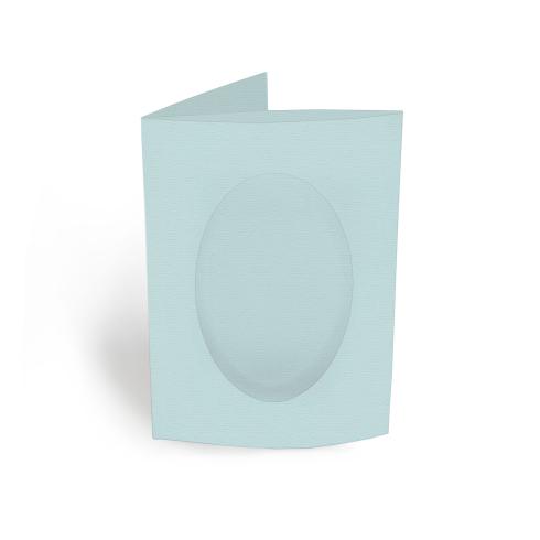 Passepartoutkarte oval 3-Fach DIN A6 in struktur puderblau