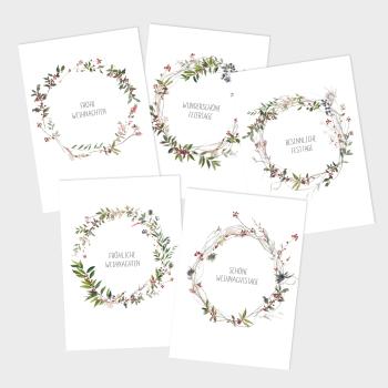 Weihnachtskarten-Bundle DIN A6 "WinterBerries Kränze"  | Grußkarten-Set | Postkarten
