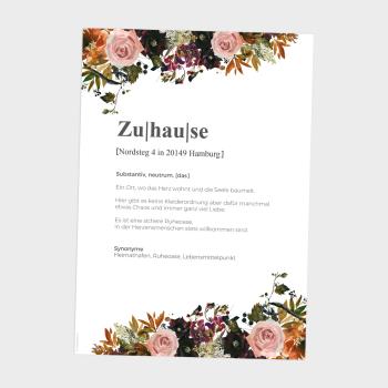 Definitionsposter "Zuhause 2" | Geschenkidee | Personalisiert  | individuelles Bild | Wörterbuch