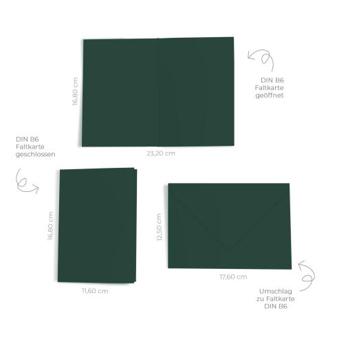 Preview: Faltkarte mit Briefumschlag DIN B6 in samtgrün