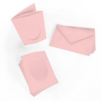 Passepartoutkarte mit ovalem Ausschnitt und Briefumschlag, DIN C6 in babypink
