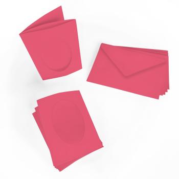 Passepartoutkarte mit ovalem Ausschnitt und Briefumschlag, DIN C6 in fuchsia
