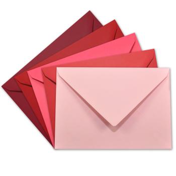 Sortiment "Rottöne" 25x Briefumschläge in 5 Farben DIN B6 - farbig sortiert