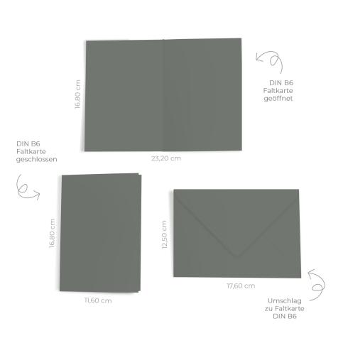 Preview: Faltkarte mit Briefumschlag DIN B6 in schiefergrau