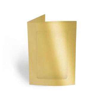 Passepartoutkarte rechteck 3-Fach DIN B6 in metallic-gold