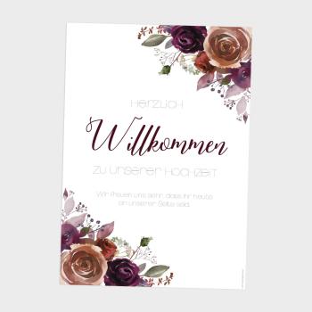Willkommensschild "Boho Violett-Flower" 