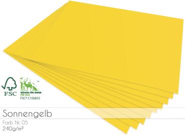 Cardstock "Premium" - Bastelpapier 240g/m² DIN A4 in sonnengelb - 5 Bogen