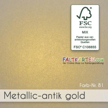 Passepartoutkarte rechteck 3-Fach DIN B6 in metallic-antik gold