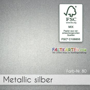 Faltkarte DIN Lang mit Briefumschlag in metallic silber