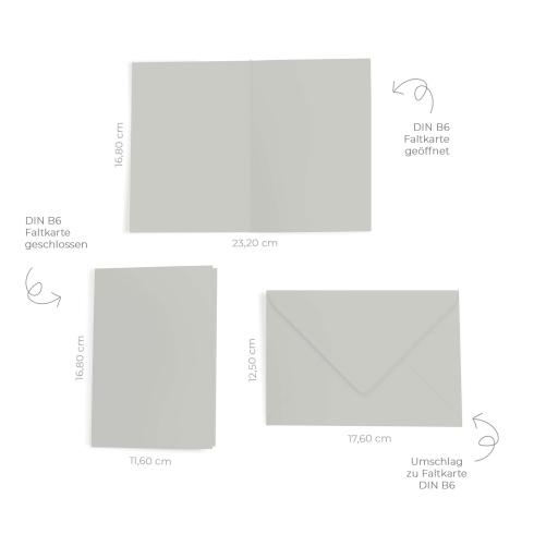 Preview: Faltkarte mit Briefumschlag DIN B6 in seidengrau