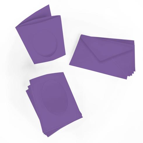 Passepartoutkarte mit ovalem Ausschnitt und Briefumschlag, DIN C6 in violett