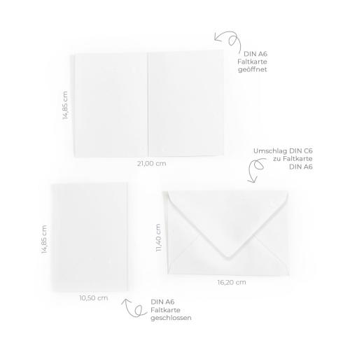Preview: Faltkarte DIN A6 mit Briefumschlag DIN C6 in puderweiss
