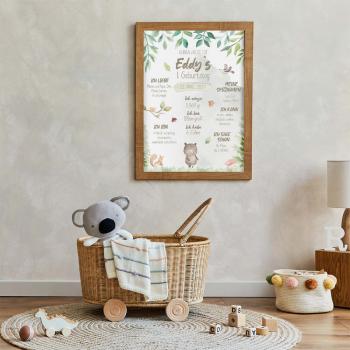 Geburtstagsposter "Waldtiere" | Geschenk 1. Geburtstag | Meilensteintafel | Einschulung | Personalisiertes Geschenk