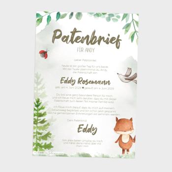 Patenbrief "Waldtiere" | Taufgeschenk | Taufe | Patengeschenk | personalisiert