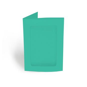 Passepartoutkarte rechteck 3-Fach DIN B6 in struktur türkis