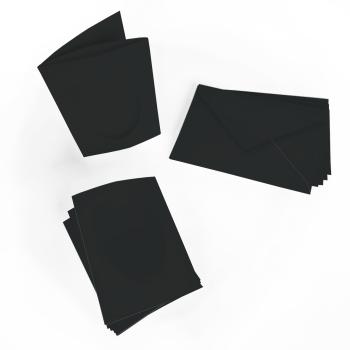 Passepartoutkarte mit ovalem Ausschnitt und Briefumschlag, DIN C6 in schwarz
