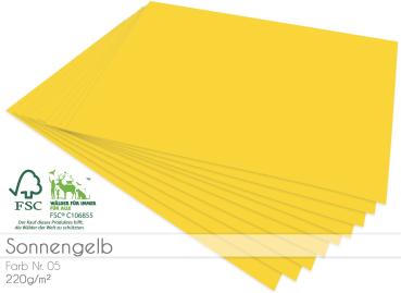 Cardstock "Premium" - Bastelpapier 220g/m² DIN A4 in sonnengelb - 25 Bogen