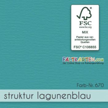 Faltkarte DIN Lang 210g/m² in struktur lagunenblau