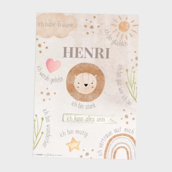 Affirmationsposter "Löwe" | Affirmation | Einschulung | Geschenk 1. Geburtstag | Kinderzimmerdeko