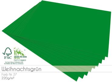 Cardstock "Premium" - Bastelpapier 220g/m² DIN A4 in weihnachtsgrün - 25 Bogen