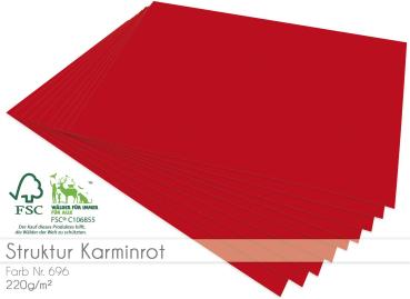 Cardstock "Struktur" - Bastelpapier 220g/m² DIN A4 in struktur karminrot