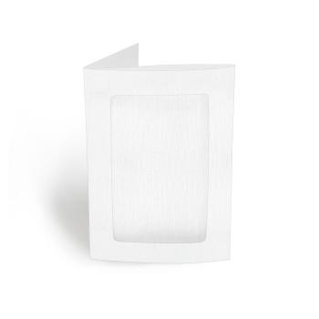 Passepartoutkarte rechteck 3-Fach DIN B6 in leinen (weiss)