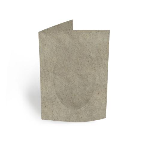 Passepartoutkarte oval 3-Fach DIN A6 in recycling silphie