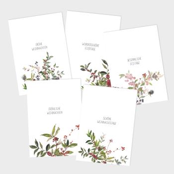 Weihnachtskarten-Bundle DIN A6 "WinterBerries Zweige" | Grußkarten-Set | Postkarten