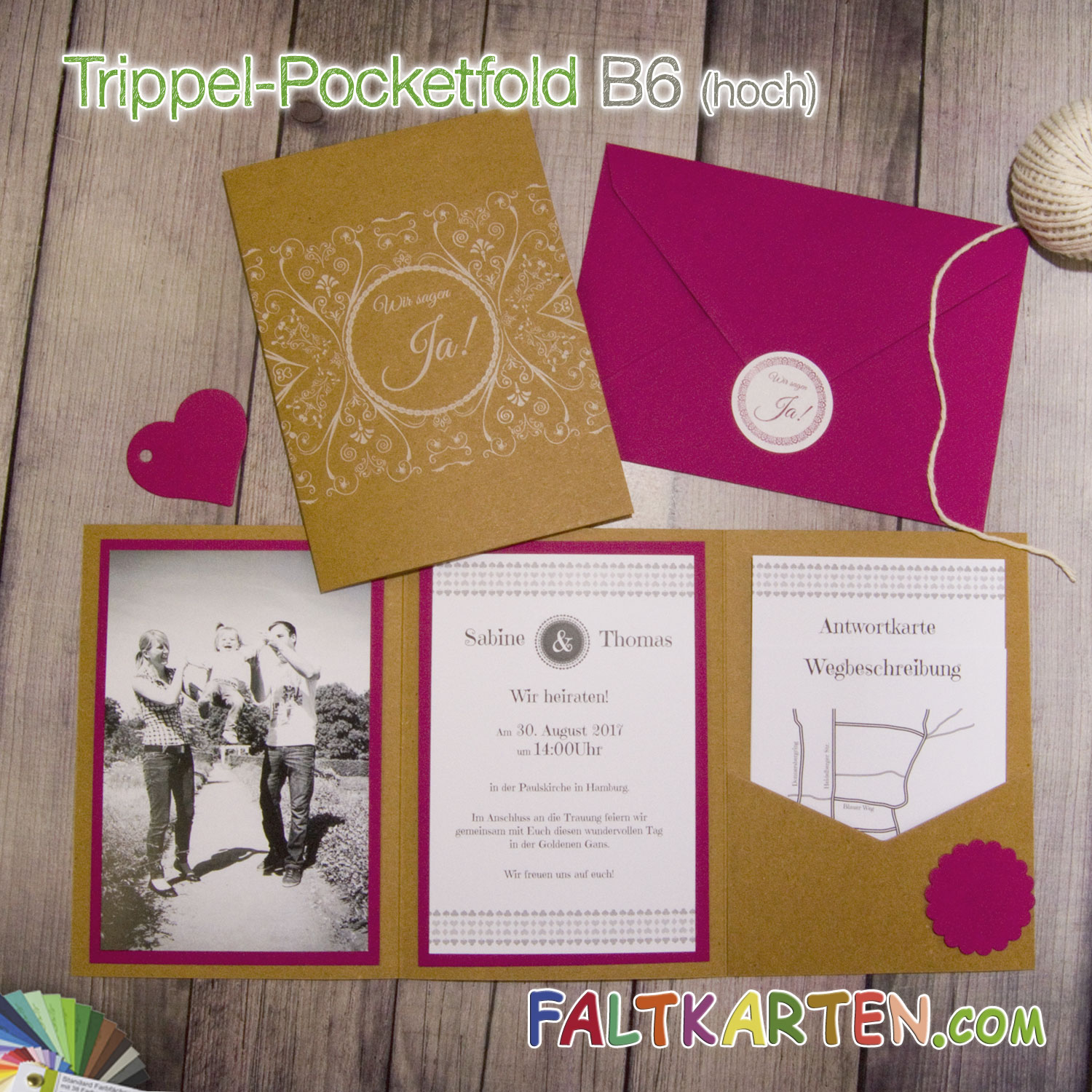 Muster Trippel-Pocketfold Karte B6