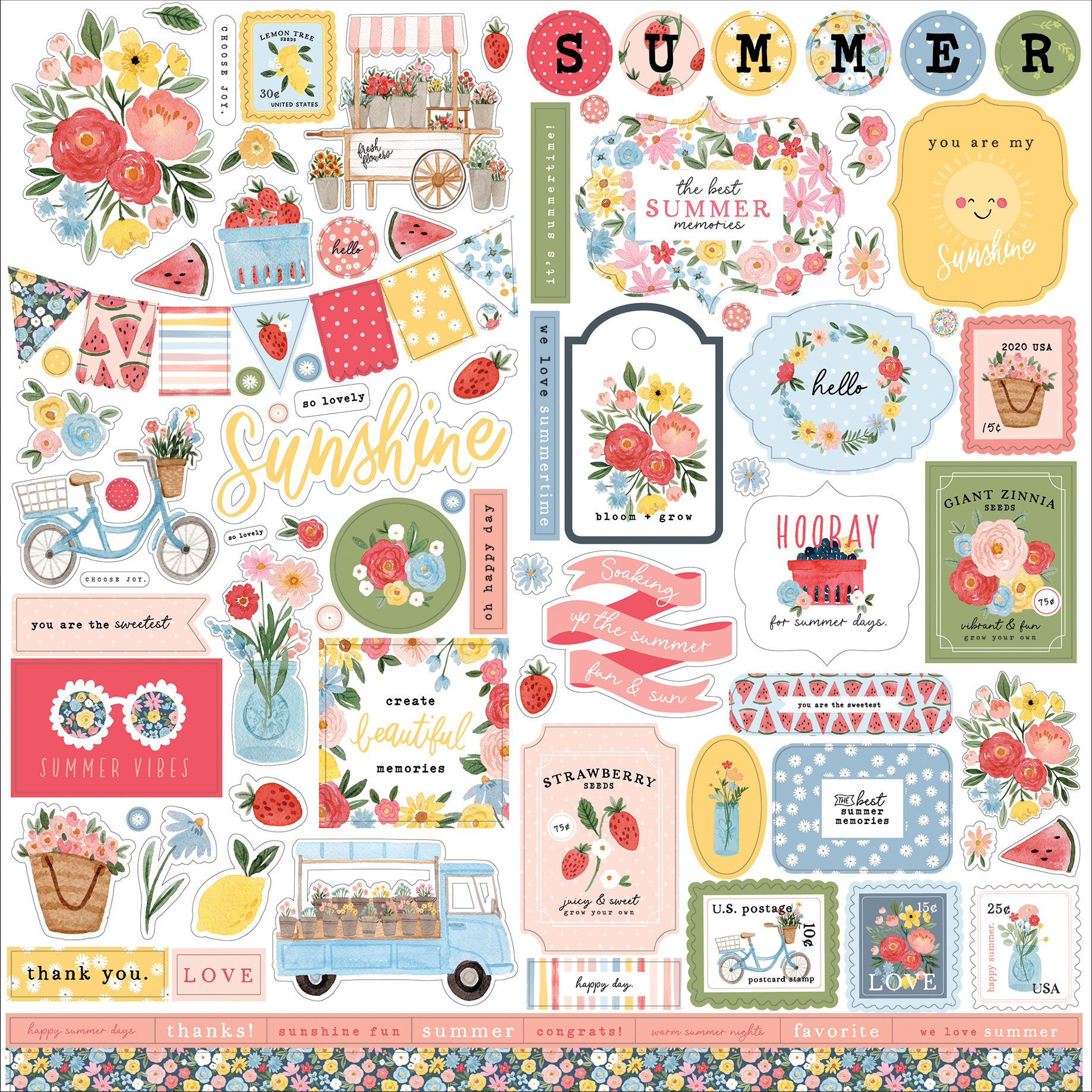 Carta Bella Paper SUMMER 12x12 Textured Scrapbook Cardstock Collection