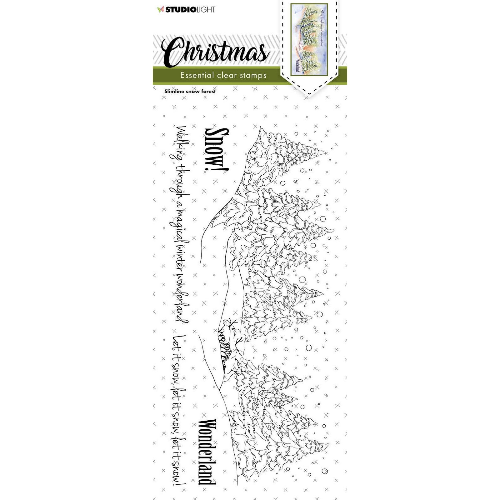 Studio Light - Clear Stamp Christmas Slimline Snow Forest - Faltkarten.com