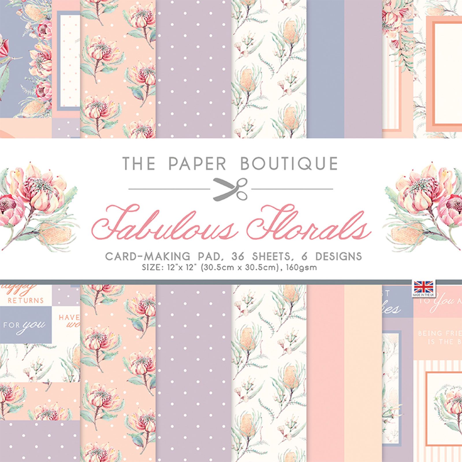 The Paper Boutique Card Making Pad Fabulous florals Designpapier 12x12 ...