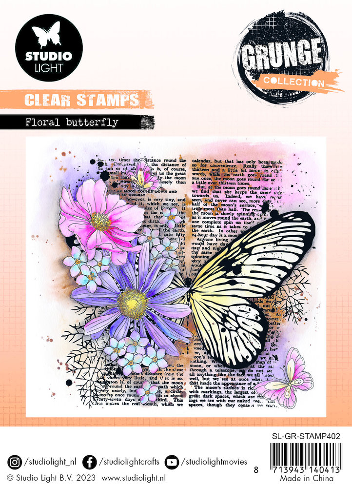 Studio Light Stempel "Floral Butterfly" Clear Stamps Grunge Collection ...