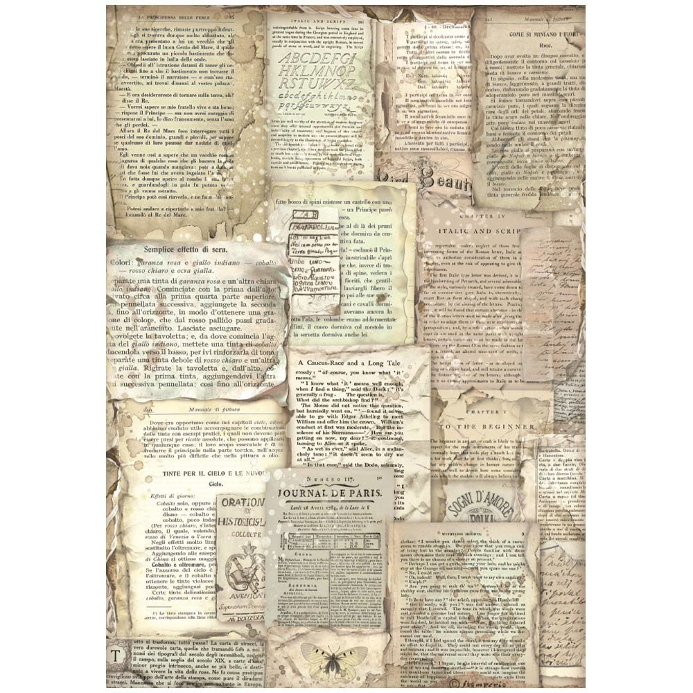 Stamperia "Book Pages" A4 Decoupage Decopatch Papier (DFSA4758) 6 Bogen