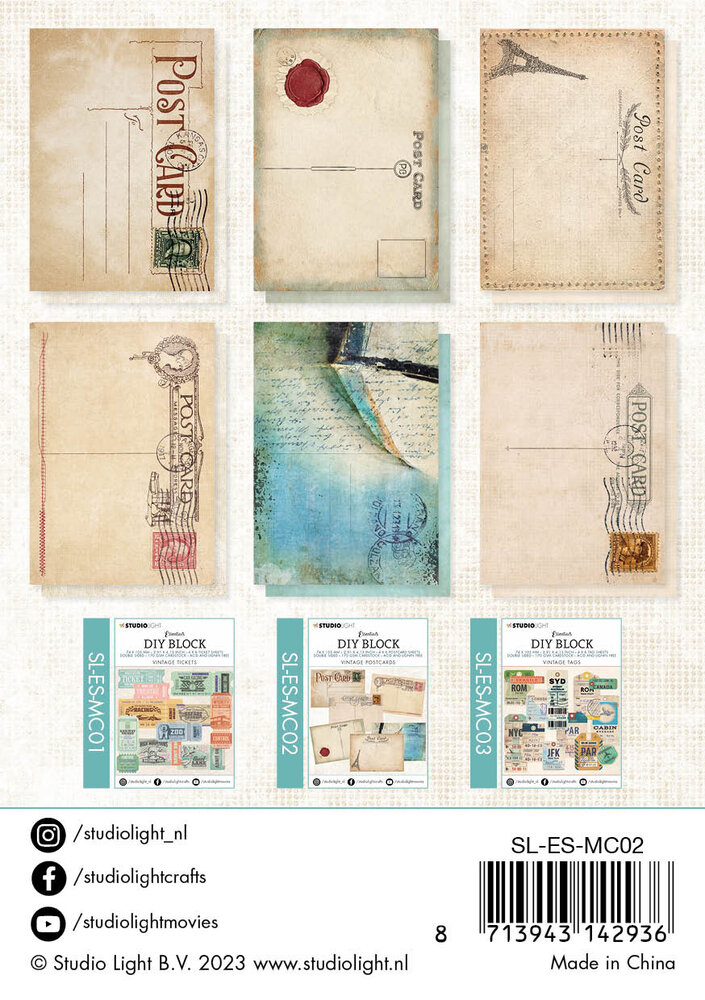 Studio Light Postcards DIY Block Mini 7,4x10,5 cm Vintage 24 Bogen ...
