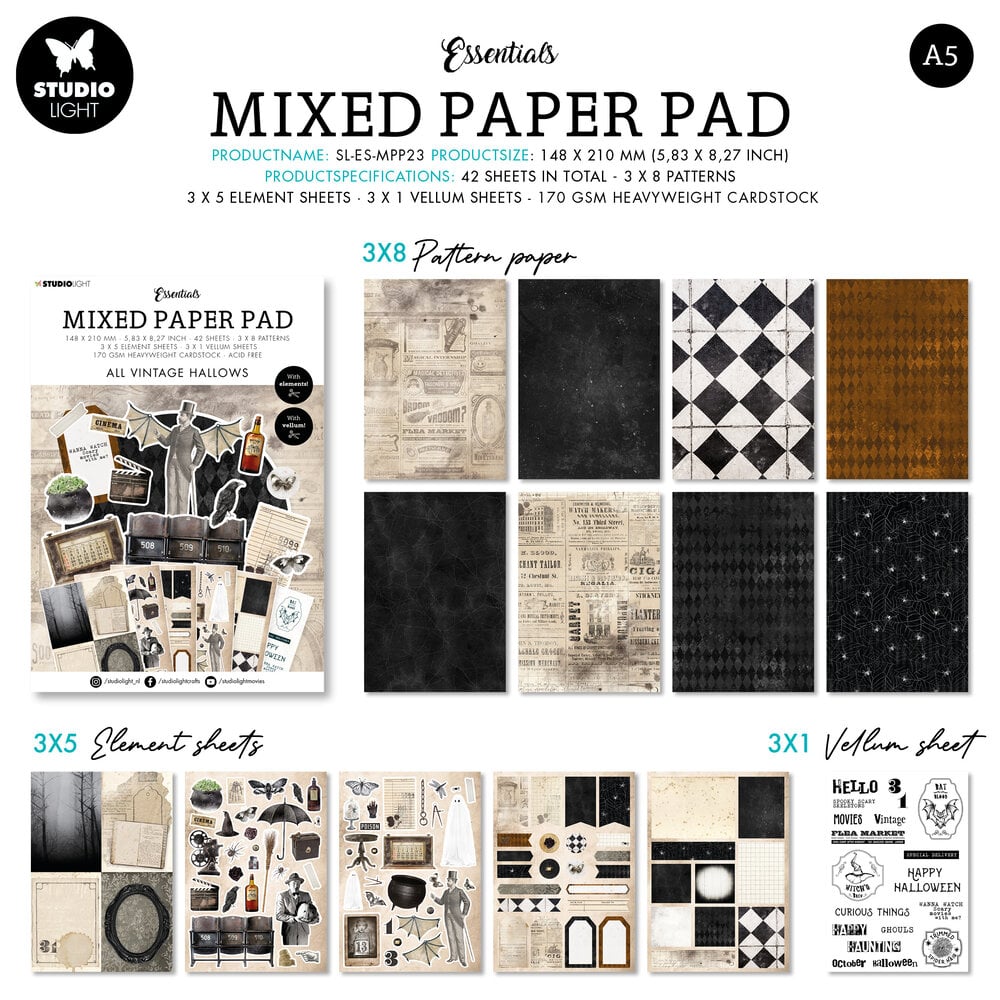 Studio Light Designpapier A5 "All Vintage Hallows" Mixed Paper Pad ...