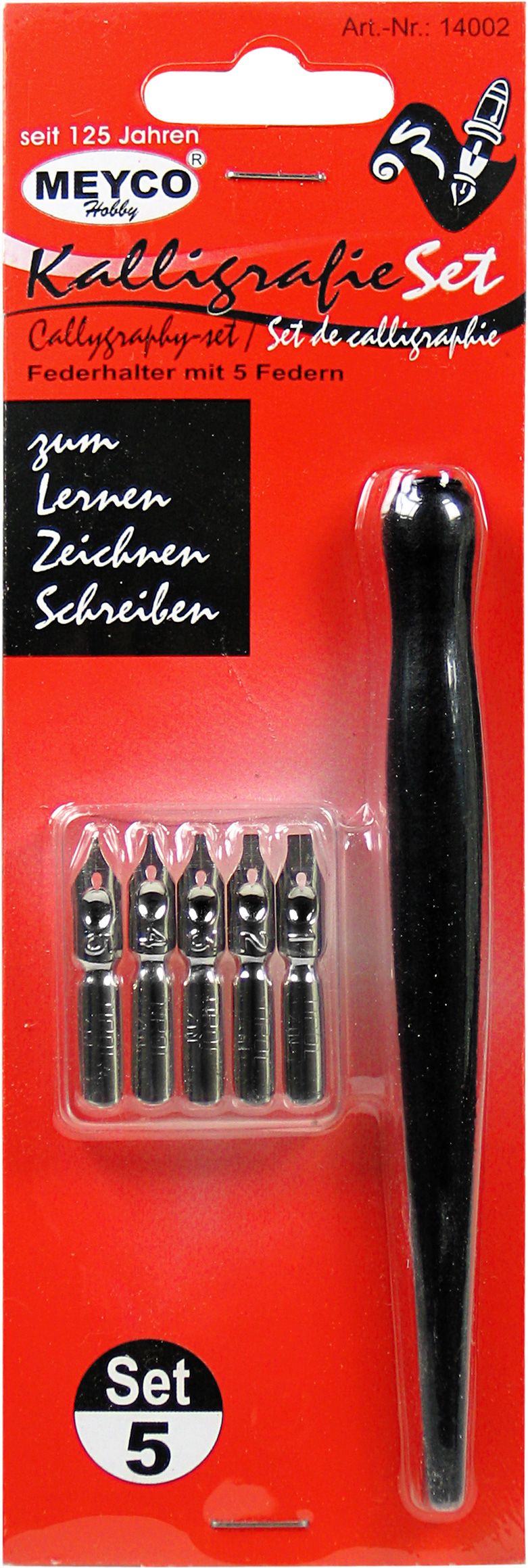 Meyco Kalligraphie-Set - Federhalter mit 5 Federn 