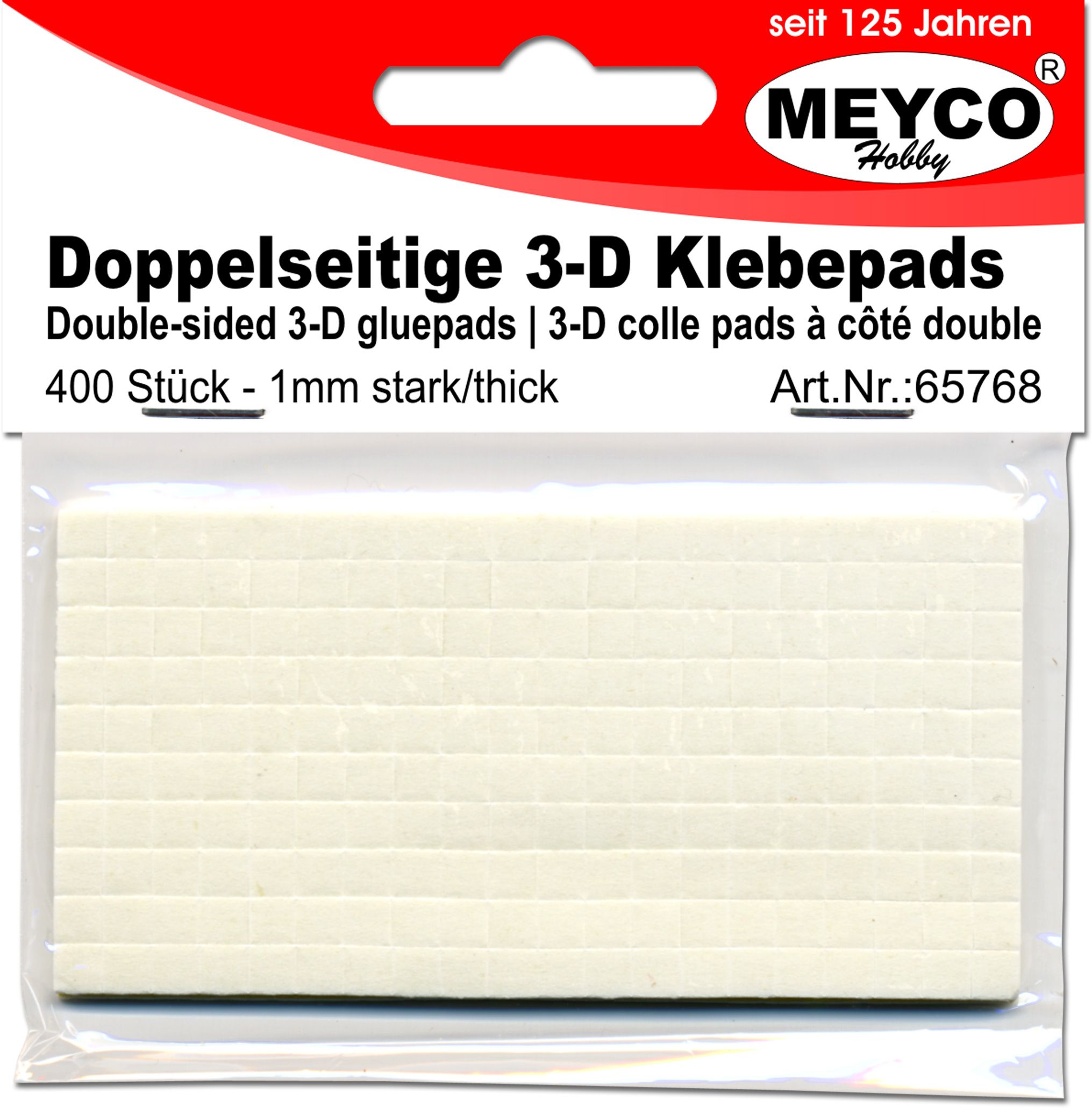 Meyco 3-D Klebepads doppelseitig, 5x5x1mm, 400 Stück 