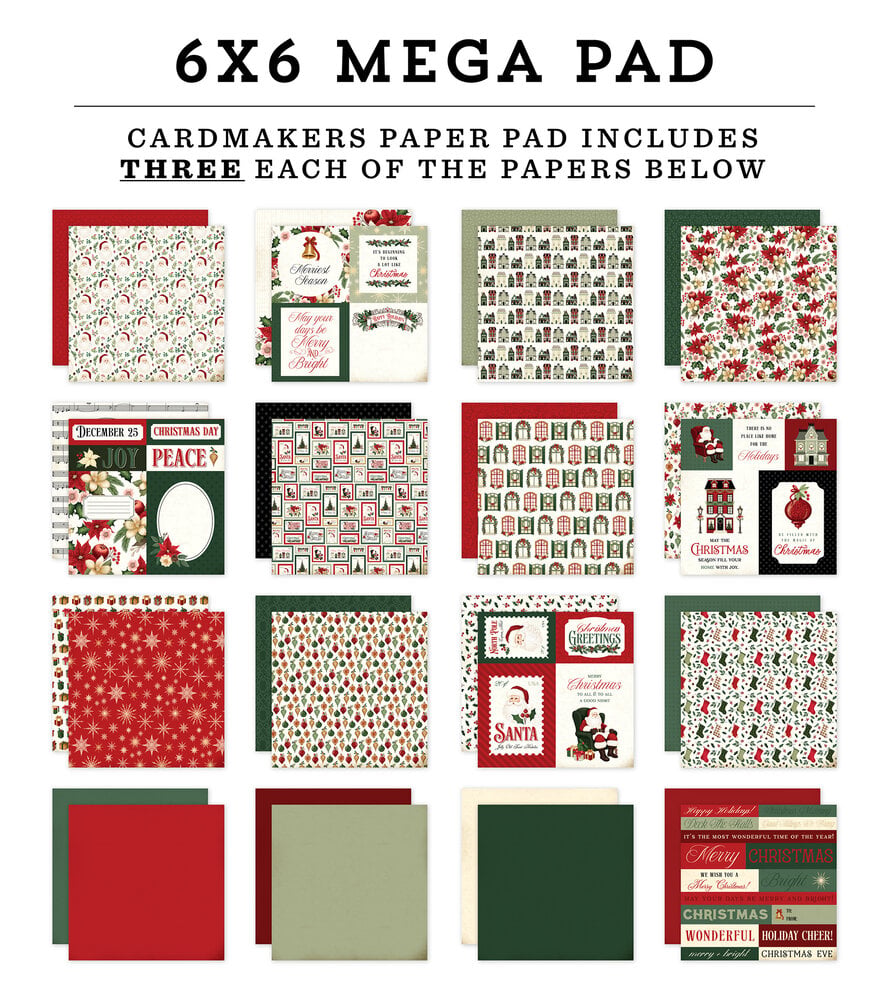 Carta Bella Christmas In The City Cardmakers Mega Cardstock Pad, 6" x 6&quot