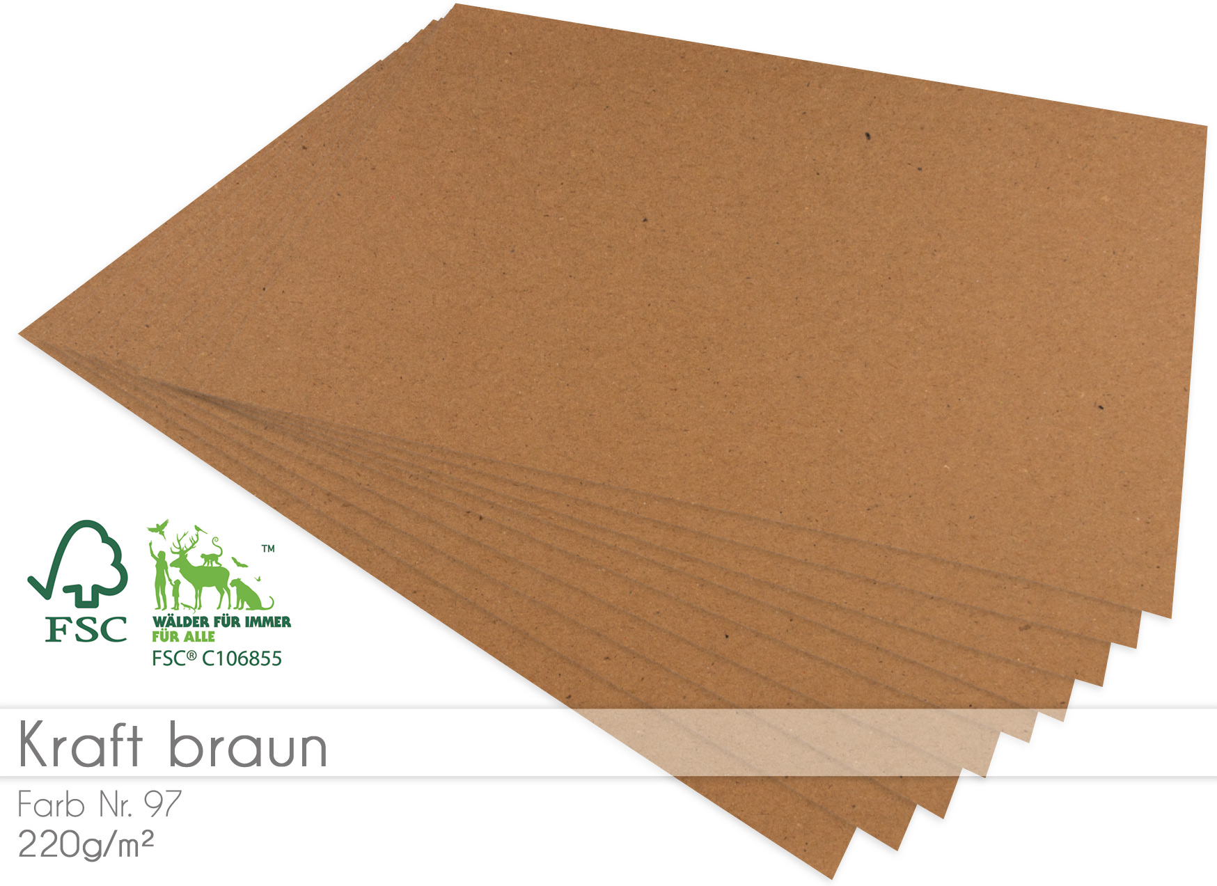 Ontwarren Vulkanisch Incarijk Cardstock "Recycling" - Kraftpapier 220g/m² DIN A4 in kraft braun -  Faltkarten.com
