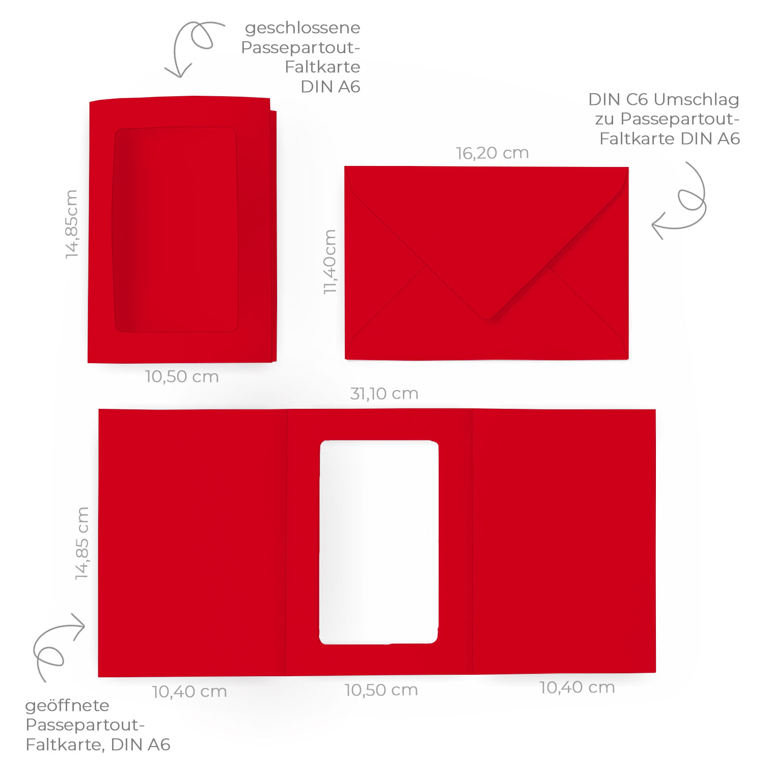 Blanko-Grußkarten Mit Roten Umschlägen – 12,7x17,8 Cm, Schwerer Karton, Für Drucker