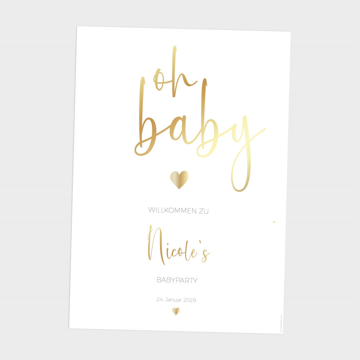 Baby Fotohintergrund Gold Mit Eukalyptus - 2,1x1,5m Für Babyparty