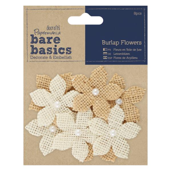 Papermania Burlap "Blumen" (8Stk) Leinenstoff
