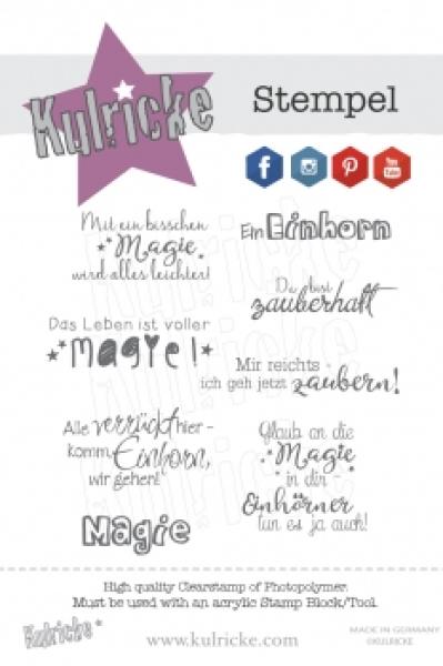 Kulricke Stempelset "Einhorn Text Set #2" Clear Stamp