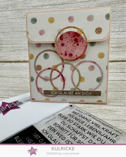 Kulricke Stempelset "Geburtstagskraft" Label A7 Clear Stamp